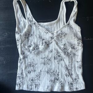 Aeropostale White and Black Floral Camisole